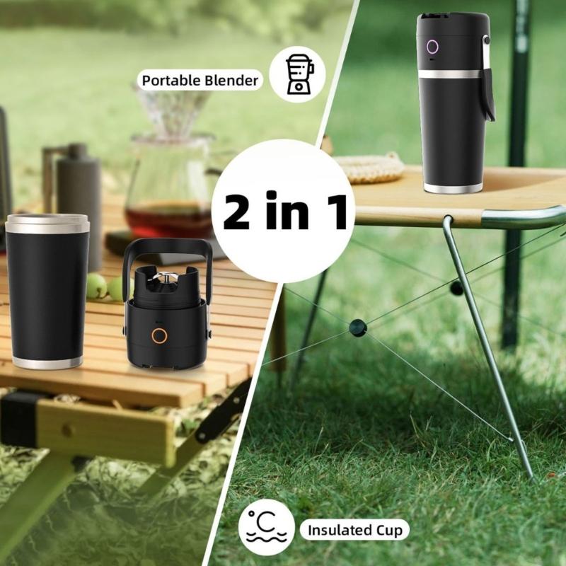 Cordless Blender with Vacuum Insulated Stainless Steel Container 14000RPM Motor Smoothie Mixer Portable Mixing Cup