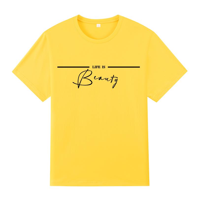 Módní potištěné ležérní dámské tričko s kulatým výstřihem, krátkým rukávem, bavlněná trička