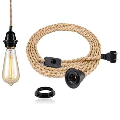 Farmhouse Hemp Rope Line Button Switch Lamp Bases Ceiling Light Pendant Lamp Lamp Adapter