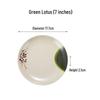 Chinese Green Lotus Ceramic Round Shallow Plates, 7-inch (Set of 4)