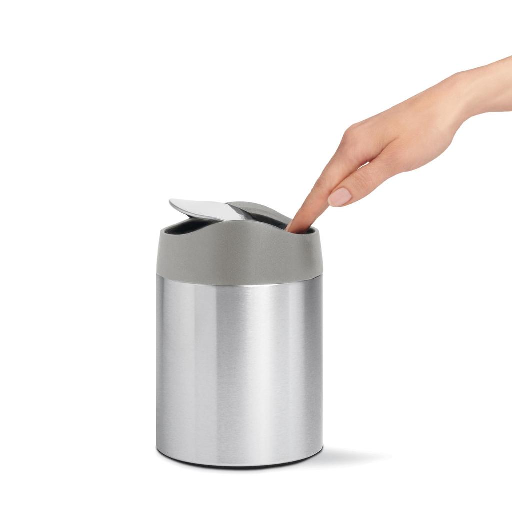 Simplehuman Mini Tabletop Trash Can, 1.5L, Stainless Steel, with Lid, CW2084