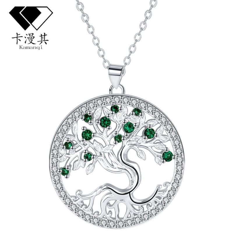 Elegant Tree Of Life Pendant Necklace Women White Gold Plated Copper Chain Fashionable Daily Wear Gift Mom