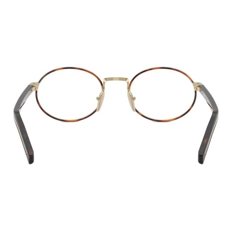 Prada Brand Logo Metal Oval Optical Frame Women's Havana