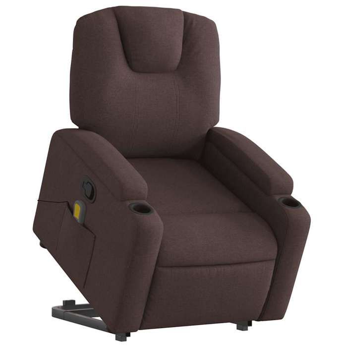 VidaXL Fauteuil inclinable de massage Marron foncé Tissu 3204385