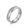 New Romantic 6mm Shinny Zircon Ring for Men Stainless Steel Ring Wedding Engagement Jewelry