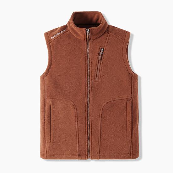 Men Polar Fleece Waistcoat Regular Fit Sleeveless Stand-Up Collar Vest Coat with Zipper Pockets Thermal Insulation Vest Jacket