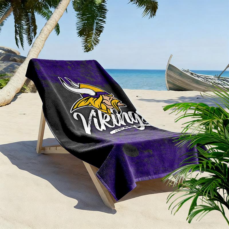 Minnesota Vikings Print Beach Towel, Large Soft Quick Dry Towel for Beach Camping Swimming