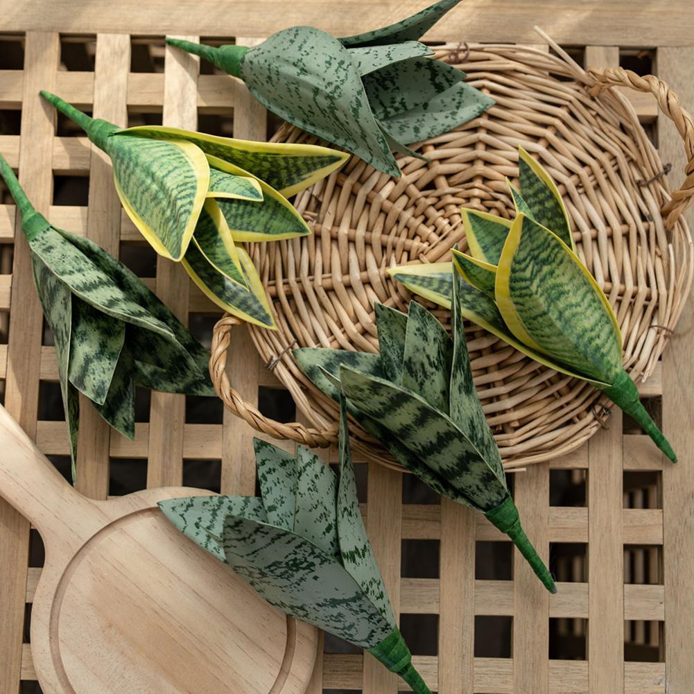 19cm Height Artificial Plant Low-Maintenance Greenery PVC Snake Plant