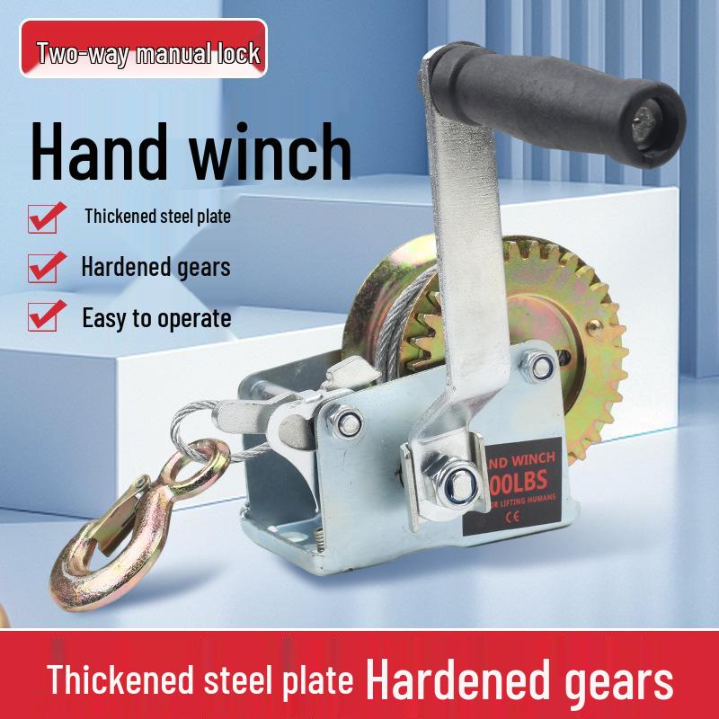 Self-Locking 800 Lbs Manual Hand Winch - Small Household Hoist & Rope Winder