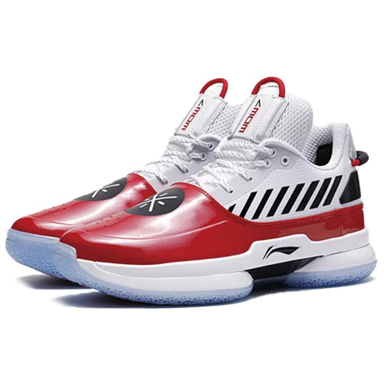 Li Ning WOW 7 Way Of Wade 7 Uptown Cushioning Slip Resistant Low Top Performance Basketball Shoes Men's White Red Black ABAN079-2