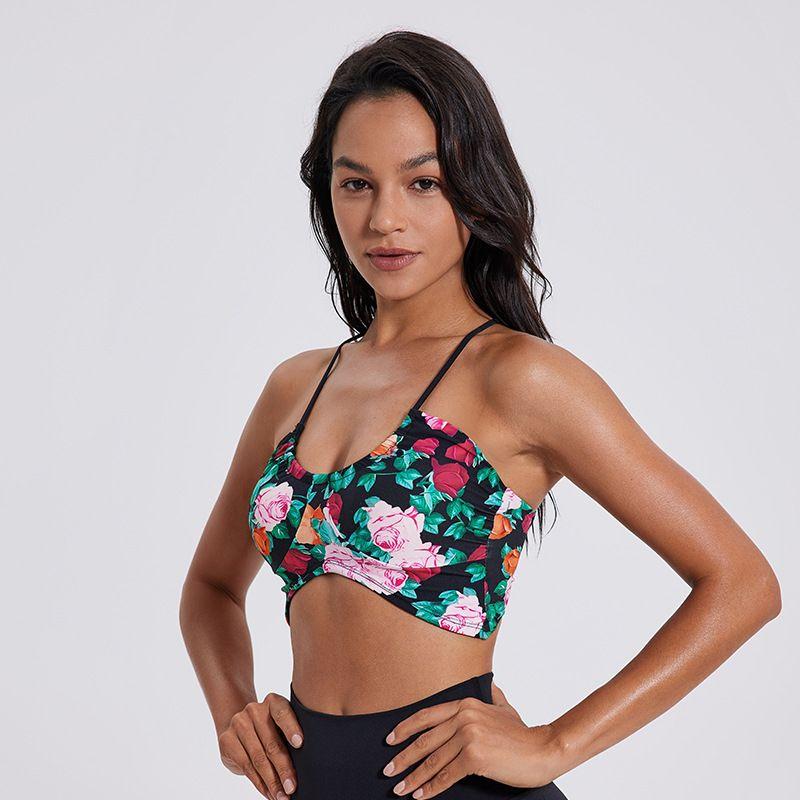 

Сексуальные топы с открытой спиной, спортивный бюстгальтер, женская одежда для йоги, халтер, тренировочное белье, танцевальный топ-бандо, Jumei, естественно выглядящий S Retro Rose