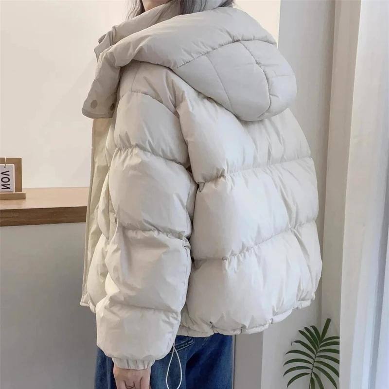 Women Cotton Parkas Hooded Winter Oversize Coat Thick Warm Loose Puffer Jacket Female Solid Fashion Zipper Outwear