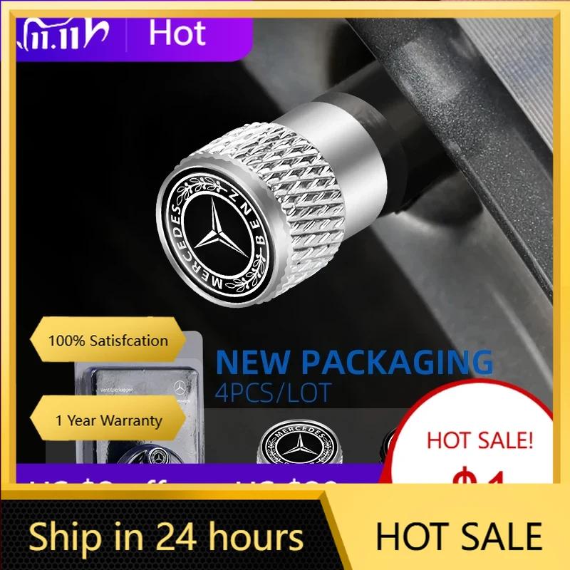 C200 E200 For Mercedes Benz 4Pcs Car Tire Valve Stems Cap Knurling Style Tire Valve Cap for Mercedes Benz W211 W204 W210 W203 CL
