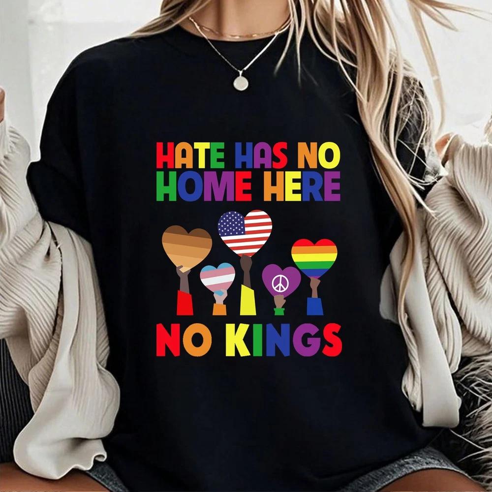 Hate Has No Home Here Tee No Kings Tshirt Rainbow Equal Rights Awareness Tee S