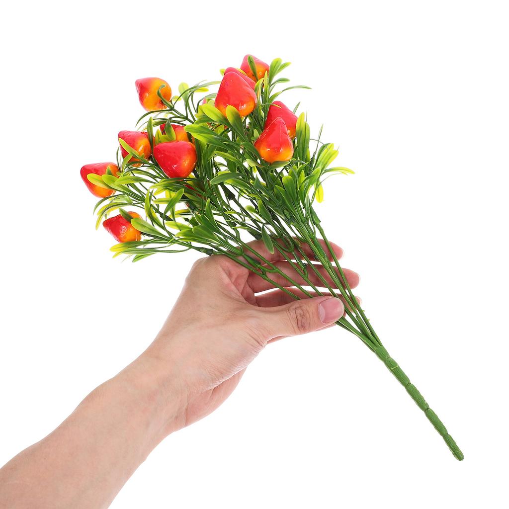 5 Stück Heimdekoration Beerenstiele für Blumenstrauß Künstliche Früchte PVC Falsche Erdbeeren Erdbeer-Blumenarrangement