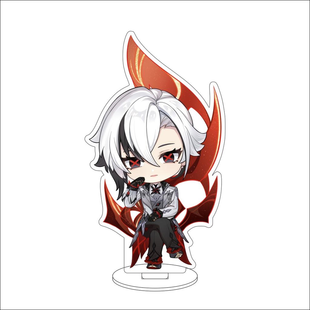 10CM Anime Genshin Impact Figure Stand Model Arlecchino Cute Desk Decor Standing Sign Gifts