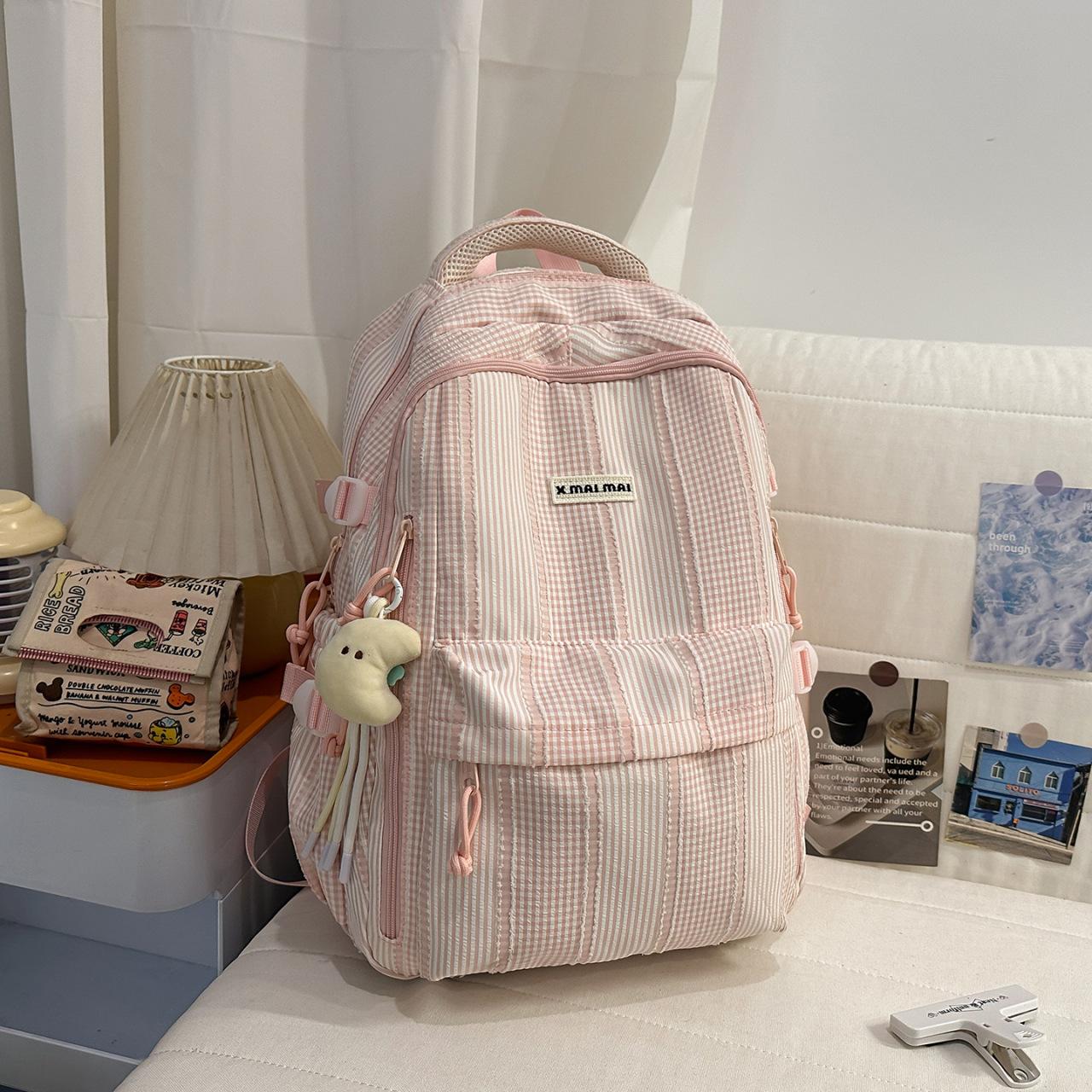 

Korean StyleinsCollege-style school bag for women Cute and Fresh Style Large Capacity Casual Backpack for Middle and High School рожевий