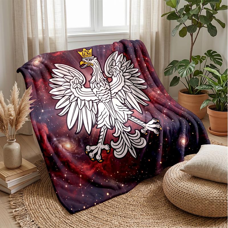 Poland Football Printed Flannel Blanket Skin Friendly Warm Decorative Throw for Indoor Couch Bed Daily Use