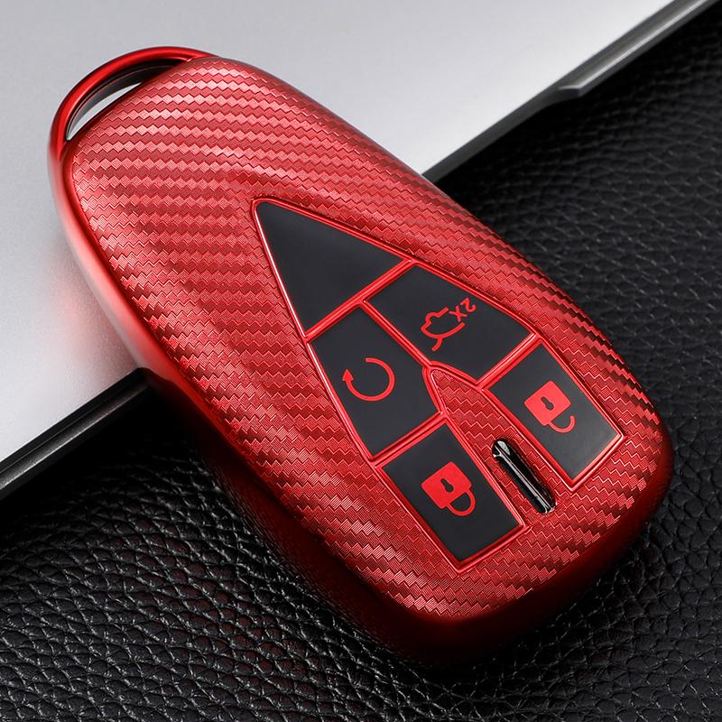 

Для Changan CS35 PLUS CS55 PLUS CS75 PLUS 2019-2022 TPU карбоновый автомобильный чехол для смарт-ключа чехол сумка оболочка брелок протектор красный