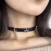 Black PU Leather Choker Necklace For Women Men Cool Punk Gothic Spike Biker Choker PU Leather Collar Studded Rock Necklace