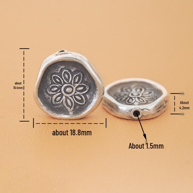 Handmade Silver Carved Spacer Beads for DIY Bracelets from Thailand