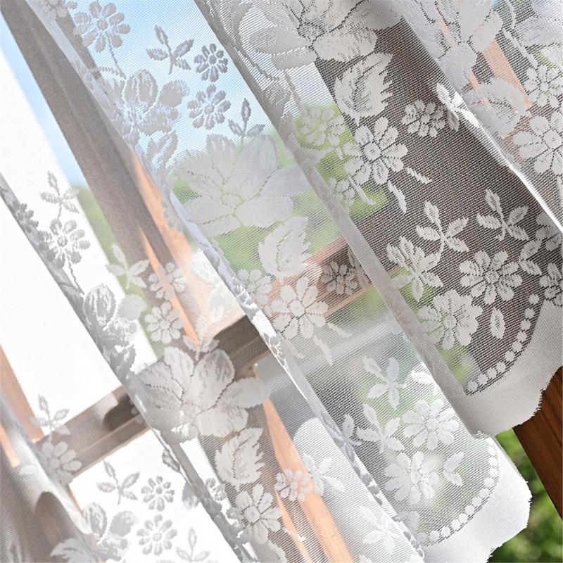 Half Sheer Lace Curtain With Florals Styles Window Dressing Solution Soft Filtering Home Decoration