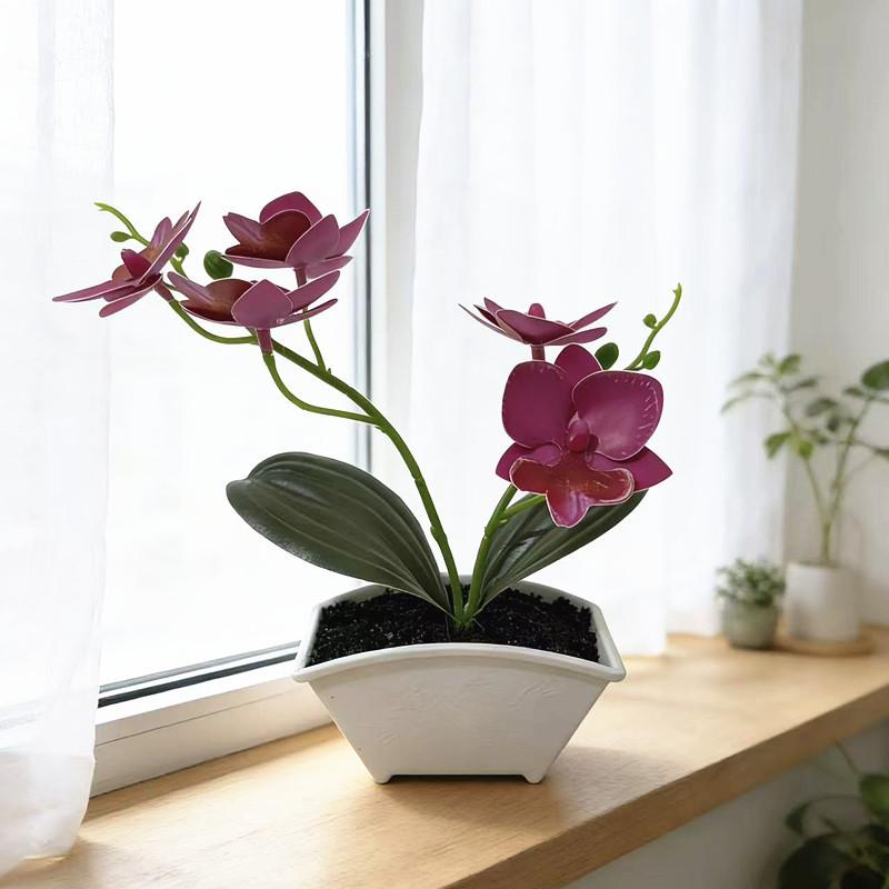 Butterfly Orchid Fake Plant With Plastic And Soft Rubber For Home Decor And Photography Scene Setup
