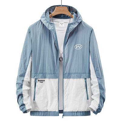 New Summer Sun Protection Clothing for Men, Thin Trendy Brand Hooded Jacket, Sports Outdoor Ice Silk Sun Protection Clothing for Men