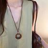 Vintage geometric ring pendant necklace women's fashion versatile long sweater chain high-end temperament accessories