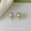 Red pearl ear clips~ niche design simple temperament pearl stud earrings autumn and winter fashion high-end earrings without earrings