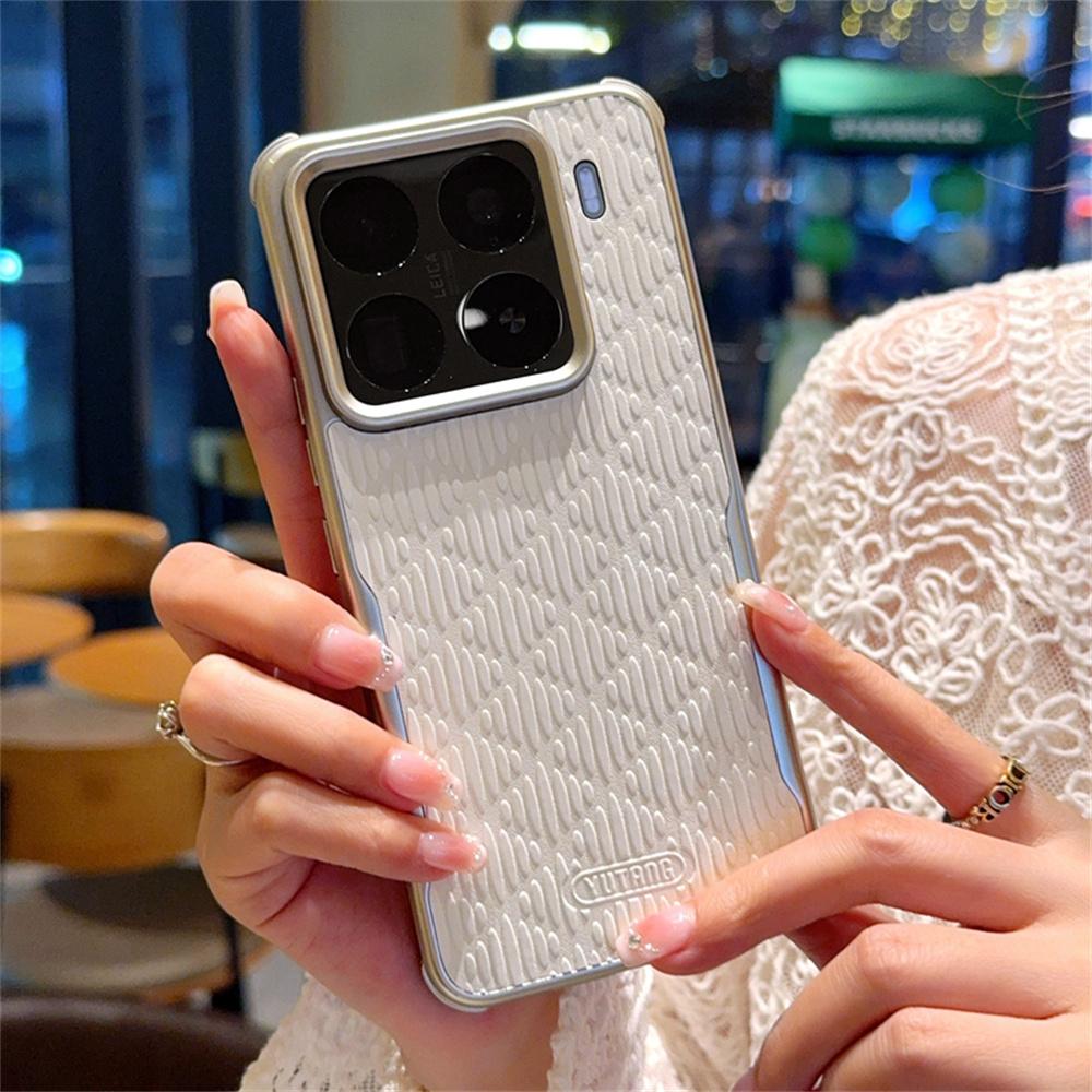 YUTRNG For Xiaomi 15 Pro Case Wave Texture PU Leather+PC Magnetic Phone Cover