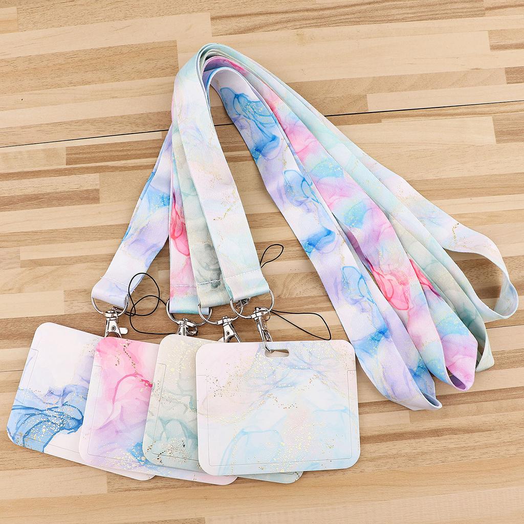 Marble Printing Lanyard For Keychain ID Card Cover Passport Student Cellphone USB Badge Holder Key Ring Neck Straps Accessories