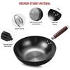 Flat Bottom Wok Pan 32cm Skillet Iron Stir Fry Pans Non-stick Cooking Pan for Electric Induction Cooktops Woks
