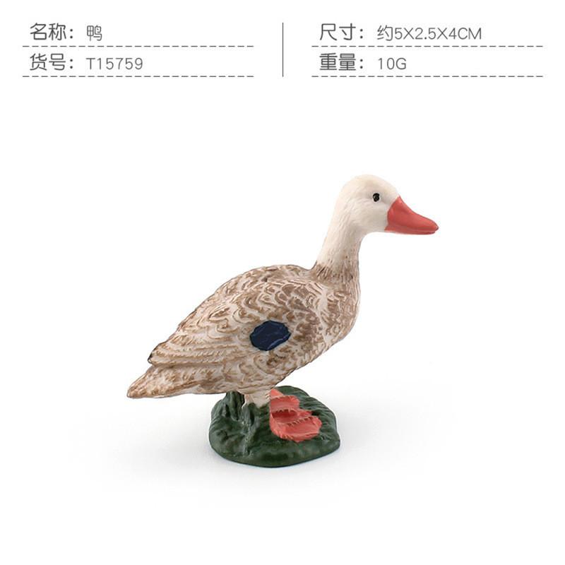 Realistic Plastic Farm Animal Statue Includes Black Swan Hen Duck And Goose Models