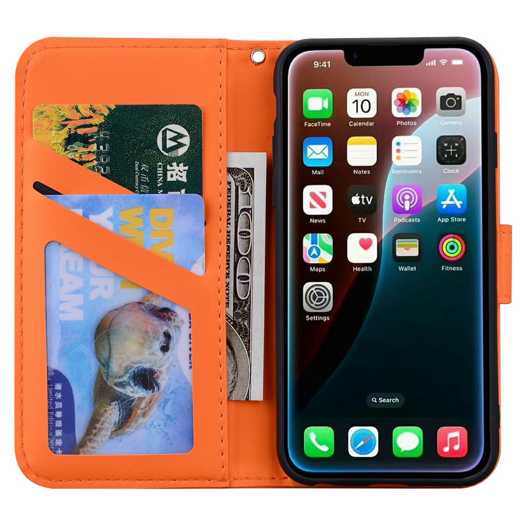 For iPhone 16e Case Cartoon Pattern Wallet Leather Phone Cover