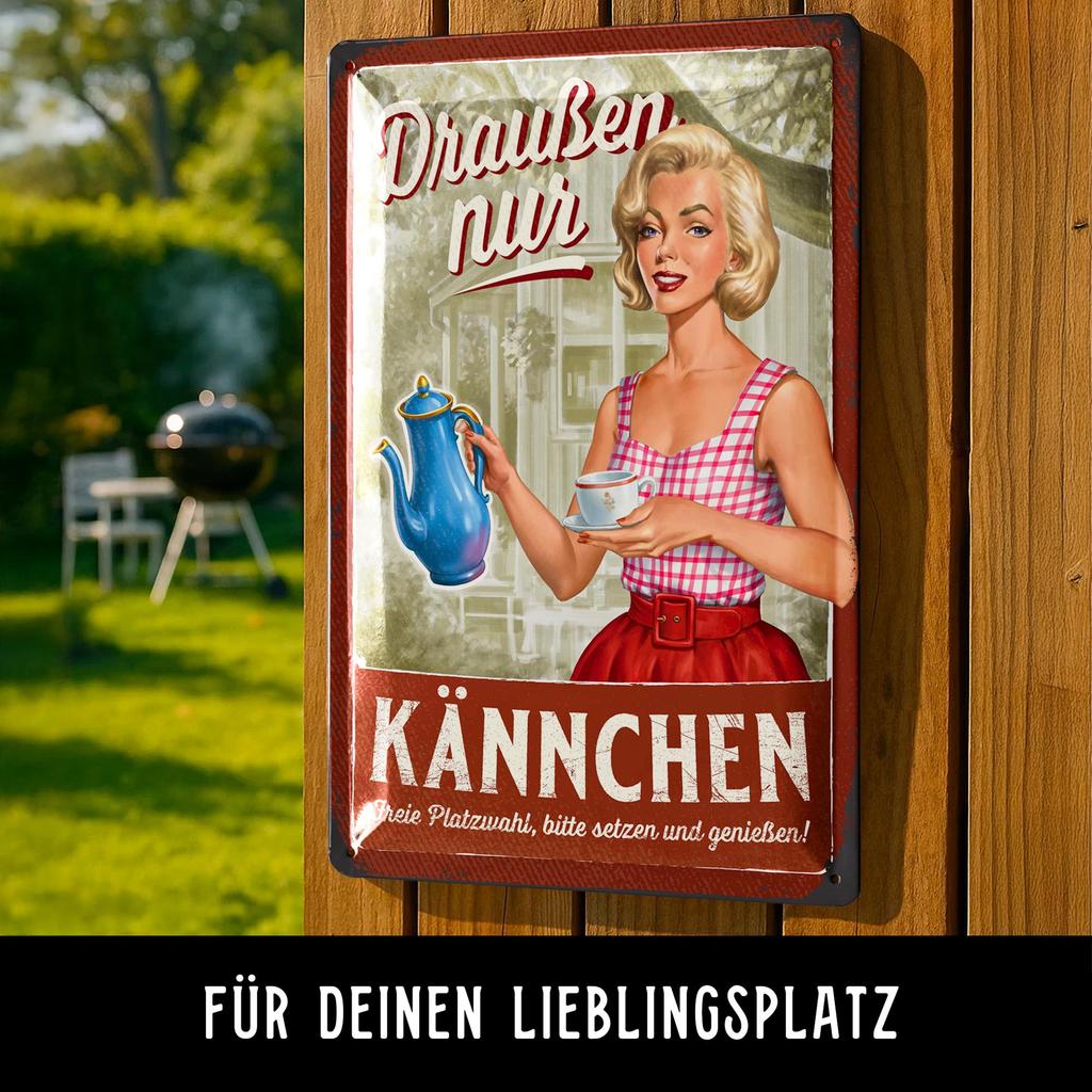 Vintage Style Iron Tin Sign German Garden Coffee Art Retro PinUp Decor Metal Plaque Outdoor Wall Art Mothers Day Perfect Gift