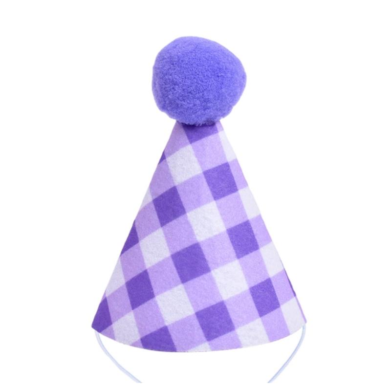 Nonwoven Pet Birthday Hat for Small Dog Cats, Checkered Party Cap, Elastic Cord, 10 X 6 Cm, Headpiece for Celebration Party