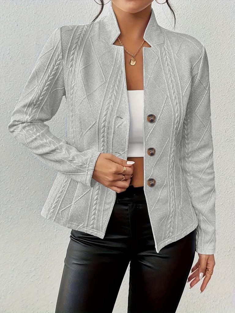 woMen's Autumn/Winter Blazer Suit Coat with Button Flower Pattern - Luxury Casual Workwear