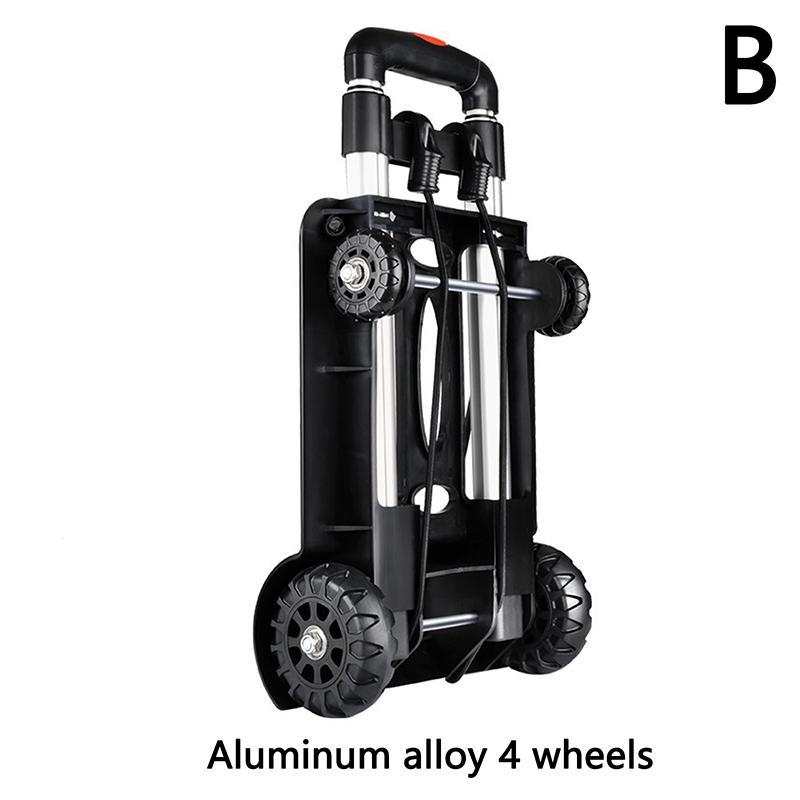 Cărucior pliabil cu 4 roți, cărucior de cumpărături, cărucior pentru alimente, cărucior pentru bagaje, aliaj de aluminiu, mic, ușor, cărucior manual pliabil