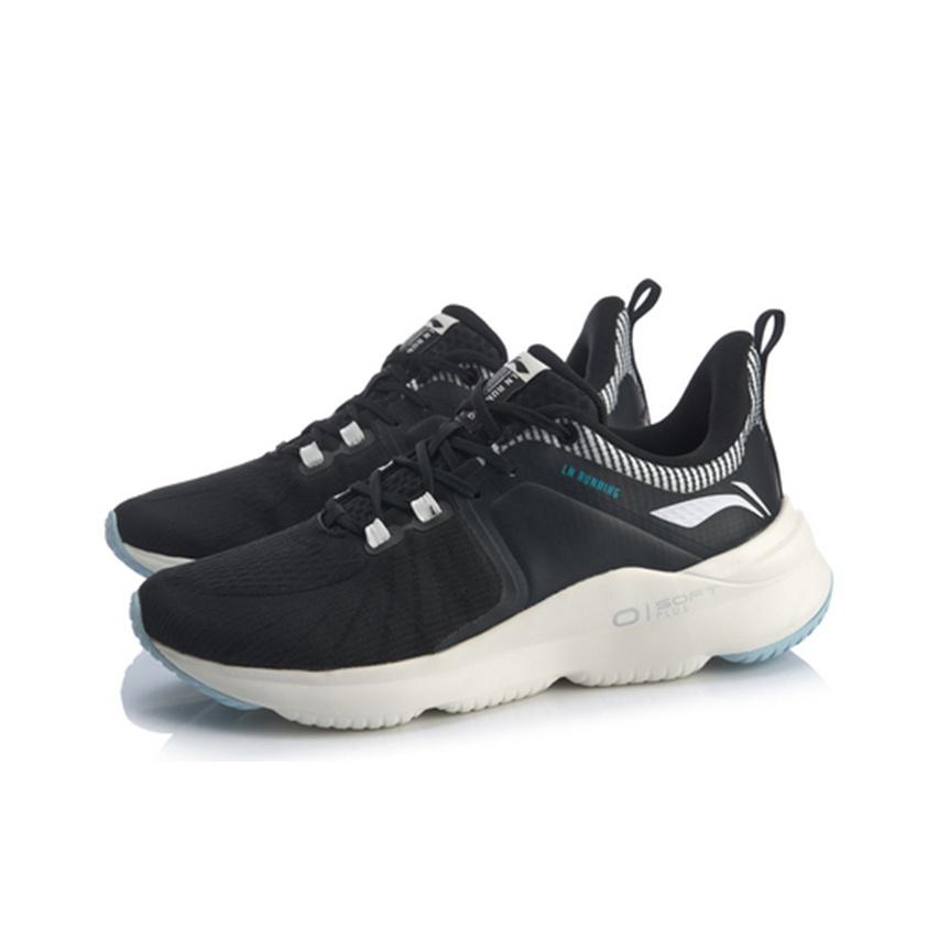 LiNing Soft Plus Comfortable Sports Low-Top Running Shoes Women Sneaker Black White ARHQ024-1