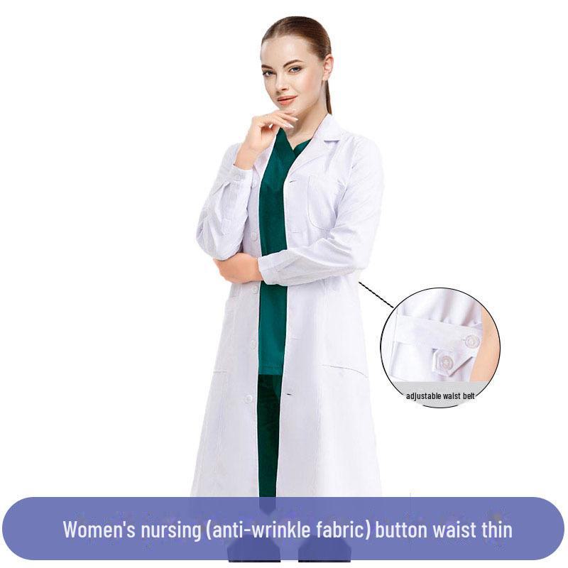 Unisex White Lab Coat for College Students, Doctors, Nurses, Beauty Salon Workers - Long or Short Sleeve Option