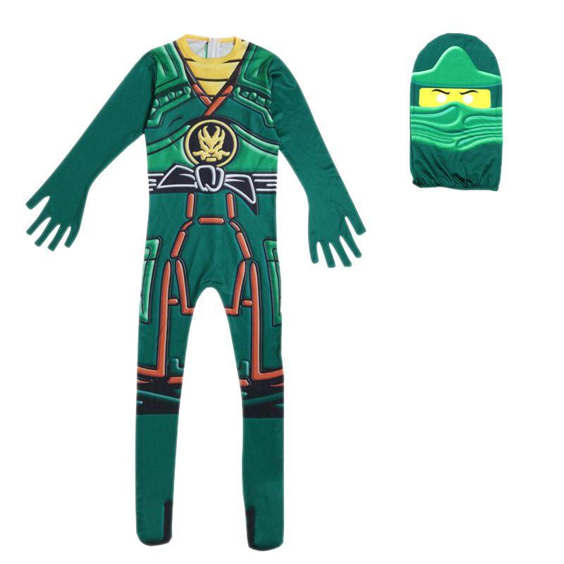 Ninjago Kids Kai Jay Cosplay Glove Hat Jumpsuit Set Halloween Clothes Party