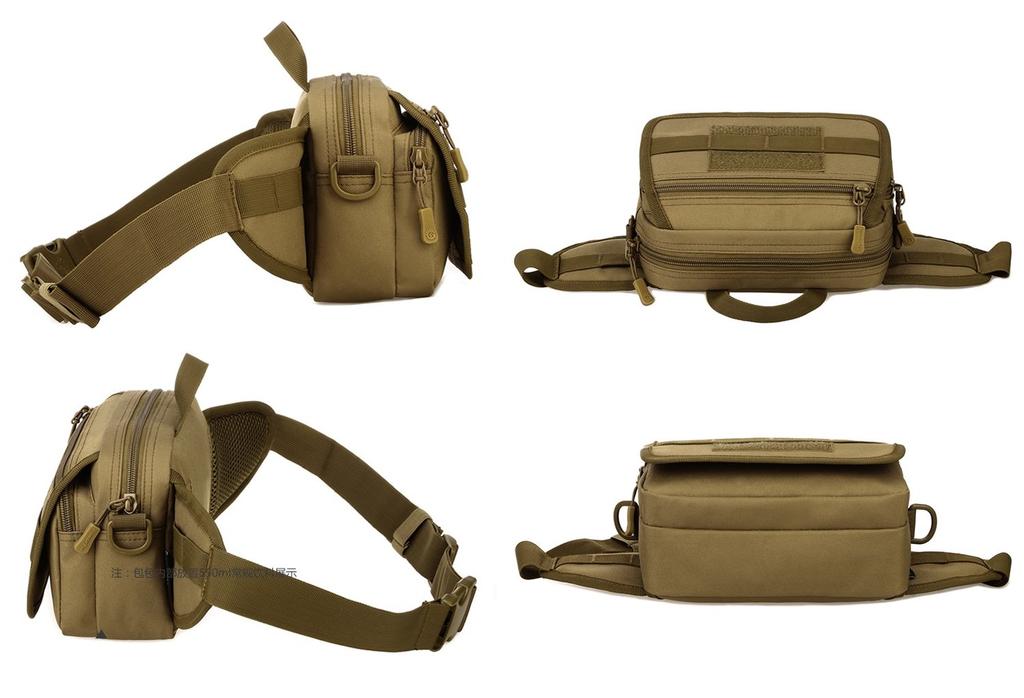 PHOENIX IKKI Assembled Molle Compatible Available In 6 Camouflage Waist Hip Crossbody Black 3-Way Bag, Colors, Pattern, Multifunctional, Sports,