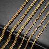 Rock Chain Necklace Stainless Steel Punk Choker Hip Hop Twisted Rope Chain  For Women Men