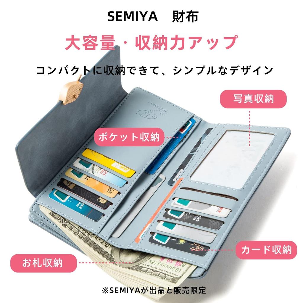 SEMIYA Women's Tri-fold Long Wallet with Coin Purse, Card and Bill Storage, Large Capacity (Yellow)