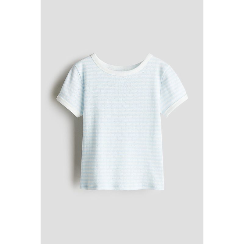 

HM Children s Clothing Boys Girl T-shirt 2025 Autumn New Arrival Mesh Stripes Soft Comfortable Short Sleeve Tops 1286158