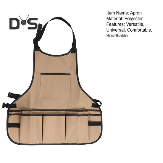 Șorț pentru scule de grădinărit, șorț de lucru din pânză Oxford 600D, rezistent, cu 14 buzunare, organizator impermeabil pentru amenajarea peisagistică