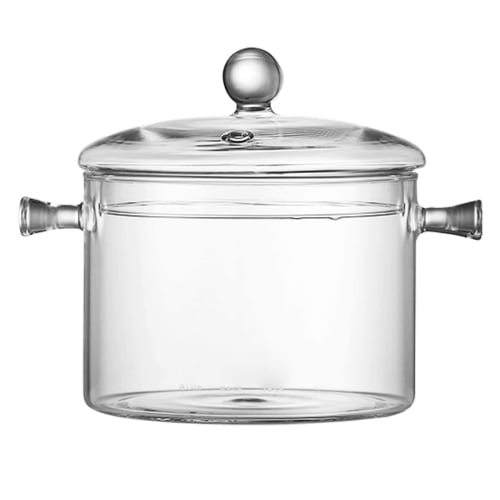

Fegson Glass Pot, 1.3L/1.5L/2L, Borosilicate Glass, Stovetop, Oven, and Microwave Safe, with Lid, Clear, Soup Pot, Milk Pot, Porridge Pot, Household C