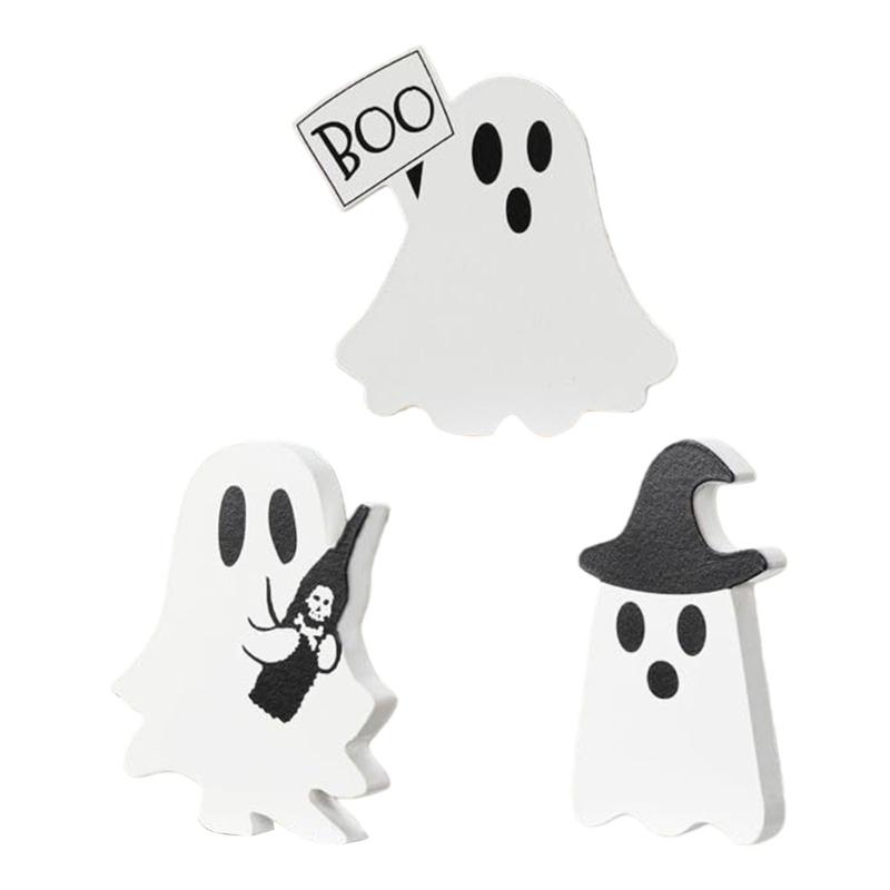

Halloween Cartoon Ghostly Decors Figurine Table Sign Set Of 3 Tiered Tray Ornaments For Mantels Shelves Seasonal Crafting 1