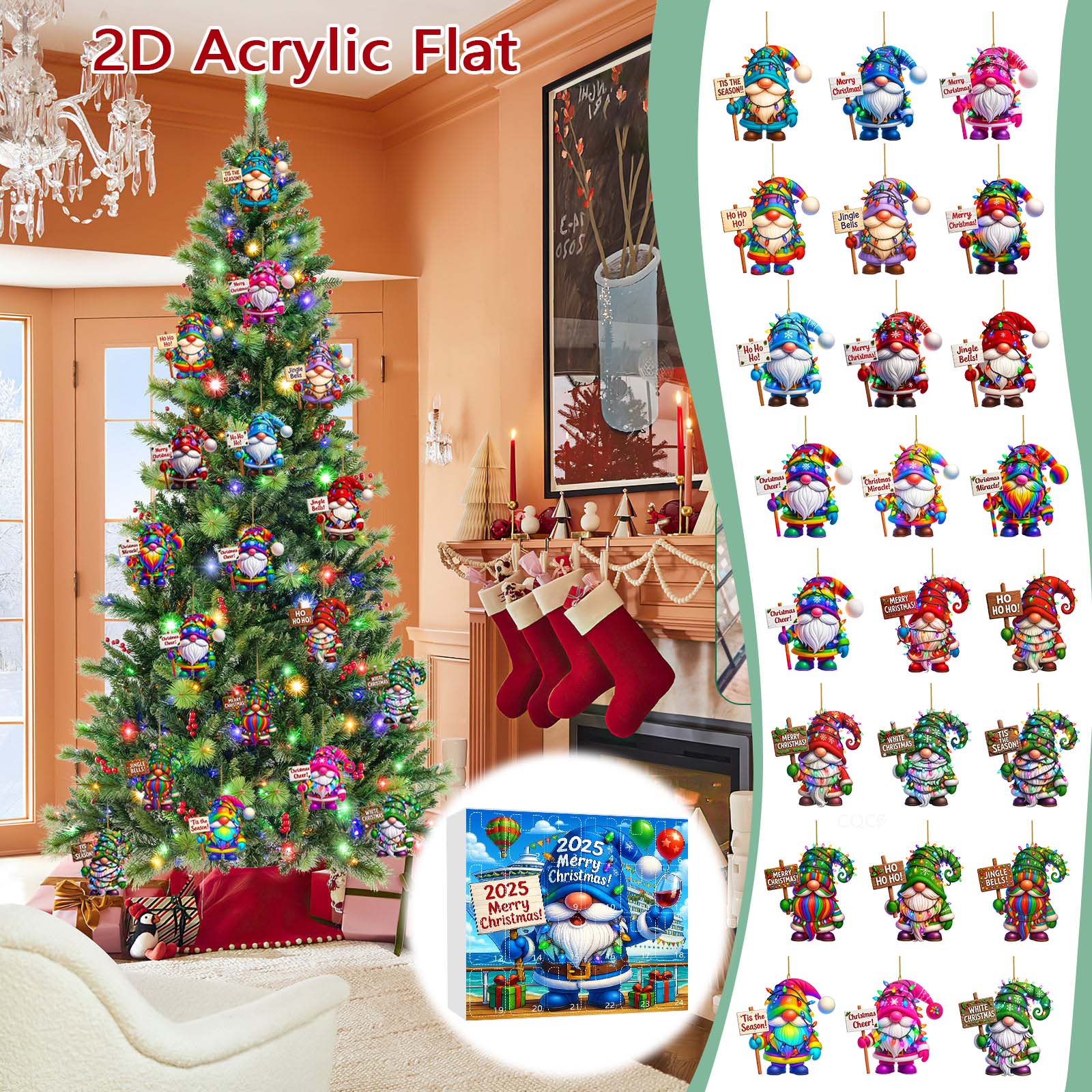

Home Acrylic Decor Holiday Advent Calendar Advent Calendar Collectibles 2D Whimsical Gnome Set Commemorative Home Decor Collectibles One Size